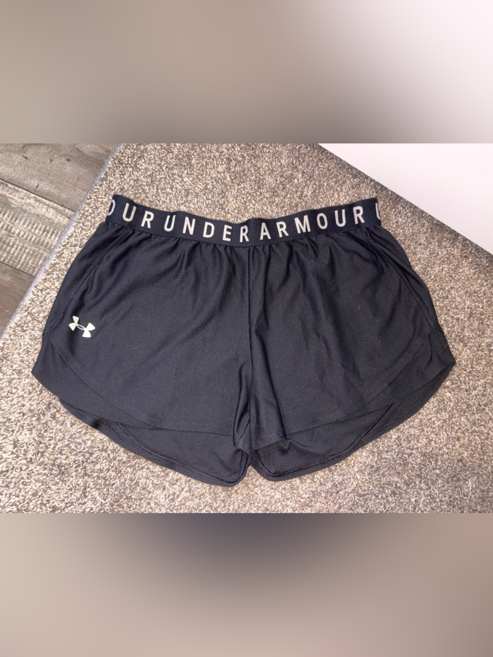 Under Armour Women's Black Athletic Shorts with Branded Waistband